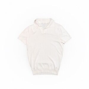 Suitsupply Men's Polo Shirt - Size Small - Cotton Silk Blend - Cream Beige Knit